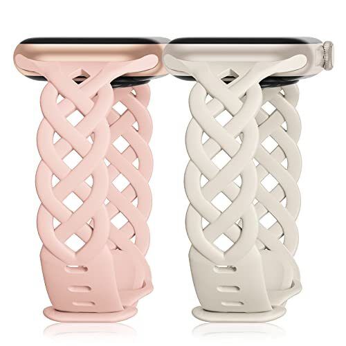 SWstrap Women Luxury Watch Bands Chain for Apple Watch Utra 49mm Silicone Strap Hollow-Out Rubber Strap Series 7 8 SE Wrist Band
