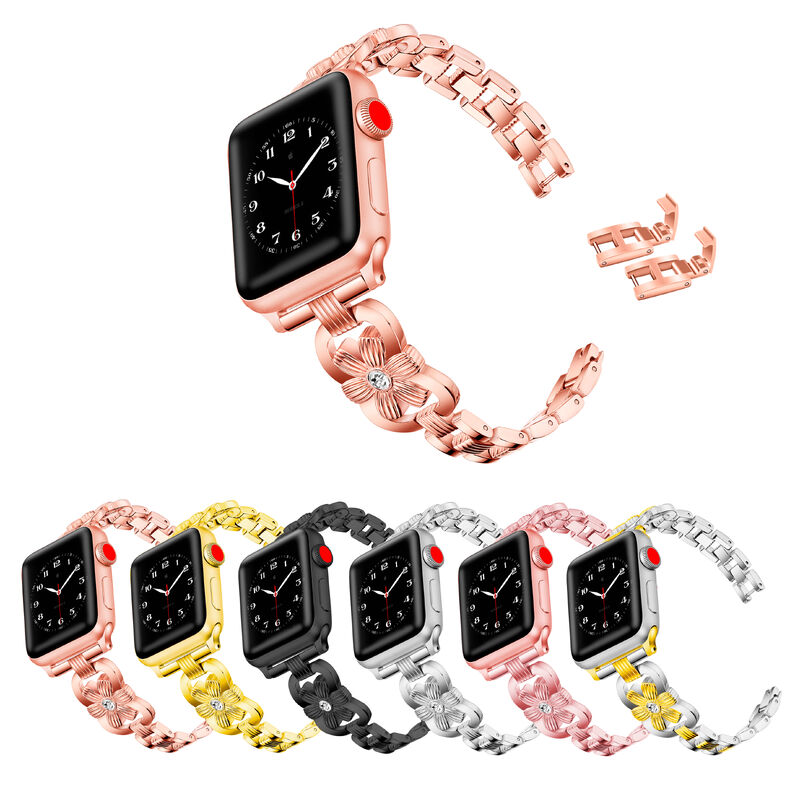 Adjustable Metal Bracelet Decorative Pattern Luxury  Zinc Alloy Strap for IWatch Series 7/6/5/4/3/2/SE