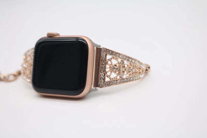 Luxury Bling Diamond Women Bracelet for Apple Watch Band Series 6 SE 5 4 3 Metal Strap for IWatch 40mm 44mm 38mm 42mm Chain Belt