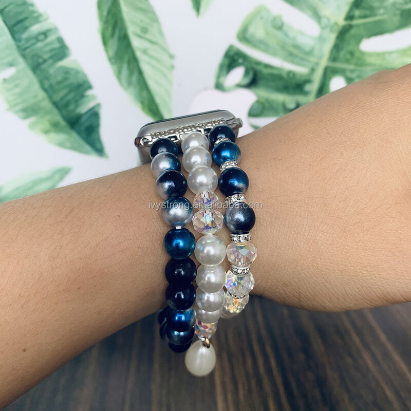 Women Girls Fancy Pearl Elastic Stretch Bracelet Jewelry Wristband for IWatch , for Apple Watch Band 38/40/42/44mm