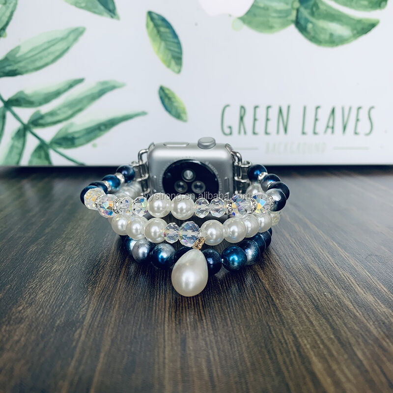 Women Girls Fancy Pearl Elastic Stretch Bracelet Jewelry Wristband for IWatch , for Apple Watch Band 38/40/42/44mm