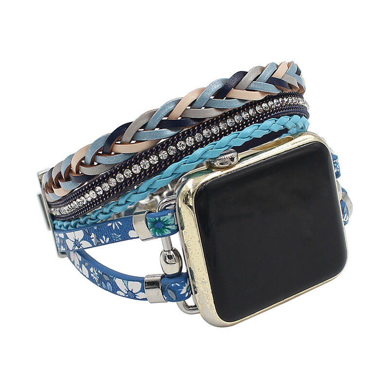 Fashion Leather Bands for Apple Watch Women, Bracelets Jewelry Multilayer Wrap Strap for apple Watch Band 41mm 45mm