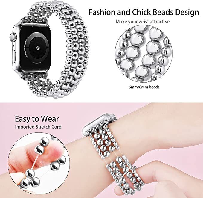 Jewelry Custom Smart Watch Band,Fashion Woman Beads Handmade Watch Bands for Apple Watch Band Bracelet
