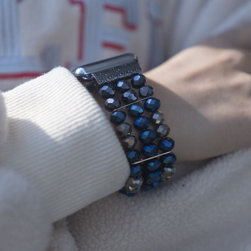 Charms Band for Apple Watch Band Series 6,Women Bling Elastic Jewelry Beaded Wrist Strap for IWatch