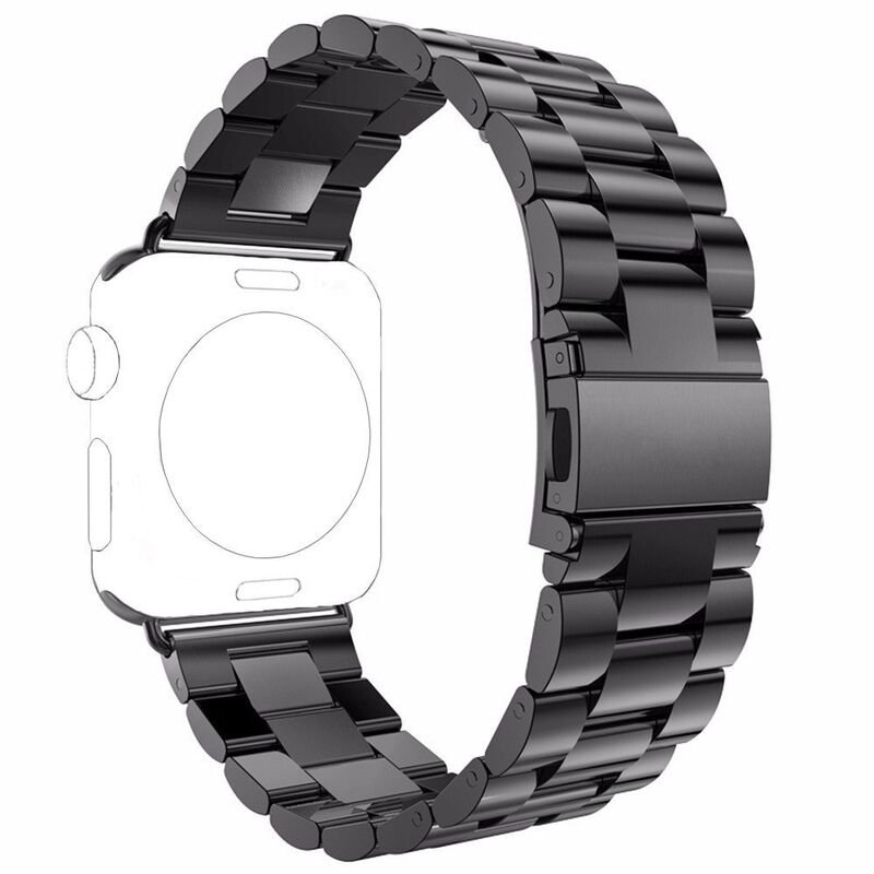 Metal Band for Apple Watch, Stainless Steel Replacement Strap Wristband for IWatch Series 4/3/2/1 with Butterfly Clasp