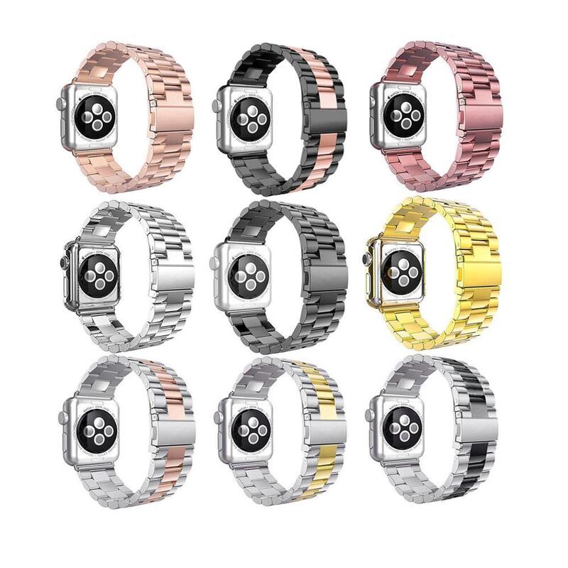 Metal Band for Apple Watch, Stainless Steel Replacement Strap Wristband for IWatch Series 4/3/2/1 with Butterfly Clasp