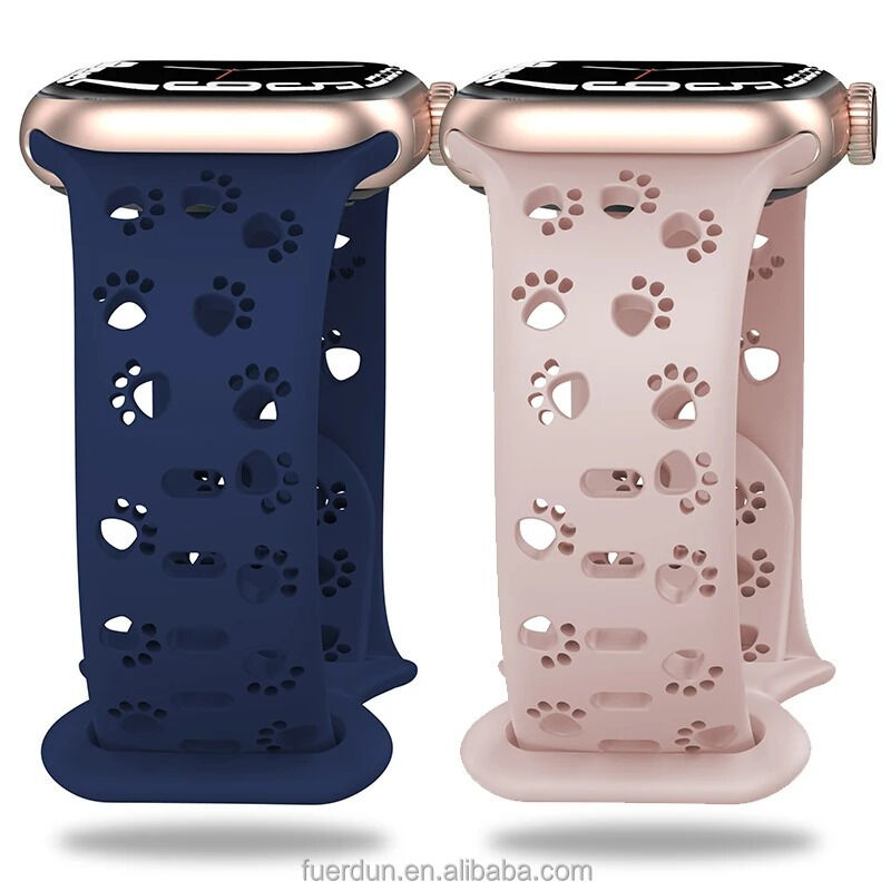 Hollow Silicone Bracelet Strap for IWatch Series 9 8 7 6 SE Cat Pat Strap for Apple Watch Band 38 40 42 44 45 49mm