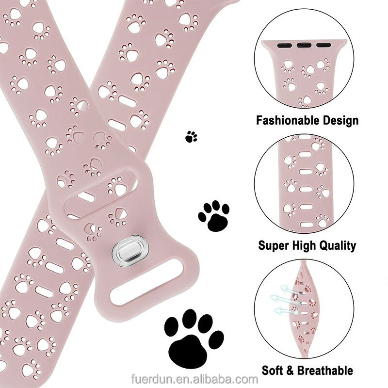 Hollow Silicone Bracelet Strap for IWatch Series 9 8 7 6 SE Cat Pat Strap for Apple Watch Band 38 40 42 44 45 49mm
