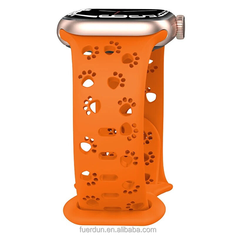 Hollow Silicone Bracelet Strap for IWatch Series 9 8 7 6 SE Cat Pat Strap for Apple Watch Band 38 40 42 44 45 49mm