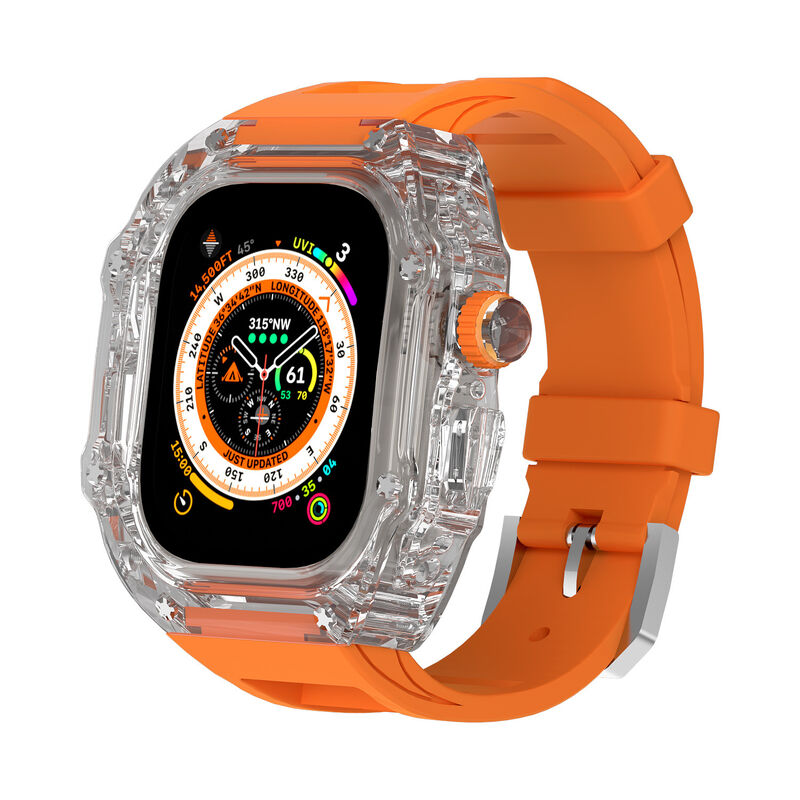 Transparent Watch Case for Apple Watch Band Ultra 49mm 45mm 44mm Rubber Watchband for Iwatch Series 8 7 6 5 4 Modification case