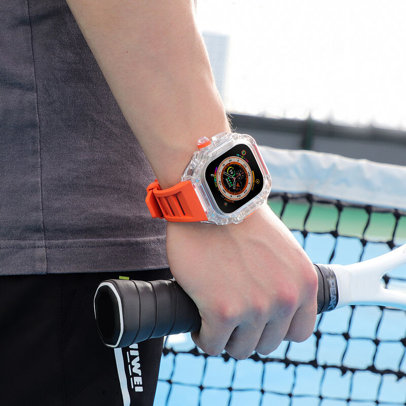 Transparent Watch Case for Apple Watch Band Ultra 49mm 45mm 44mm Rubber Watchband for Iwatch Series 8 7 6 5 4 Modification case