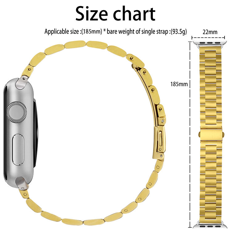 20mm 22mm Smart Watch Strap Fashion Luxury Gold Metal Replaceable Stainless Steel Watch Bands for Apple Watch