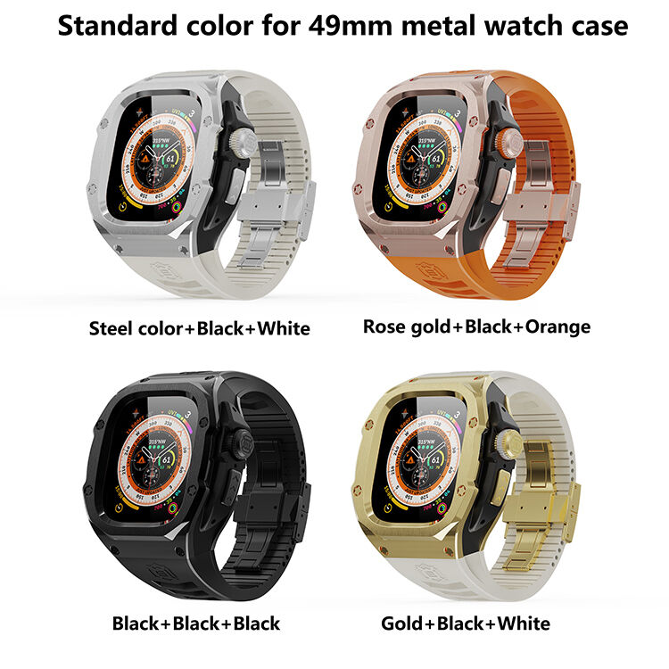 New Design Luxury Shockproof 316 Stainless Steel Watch Case for Apple Watch Ultra 49mm With Silicon Watchband