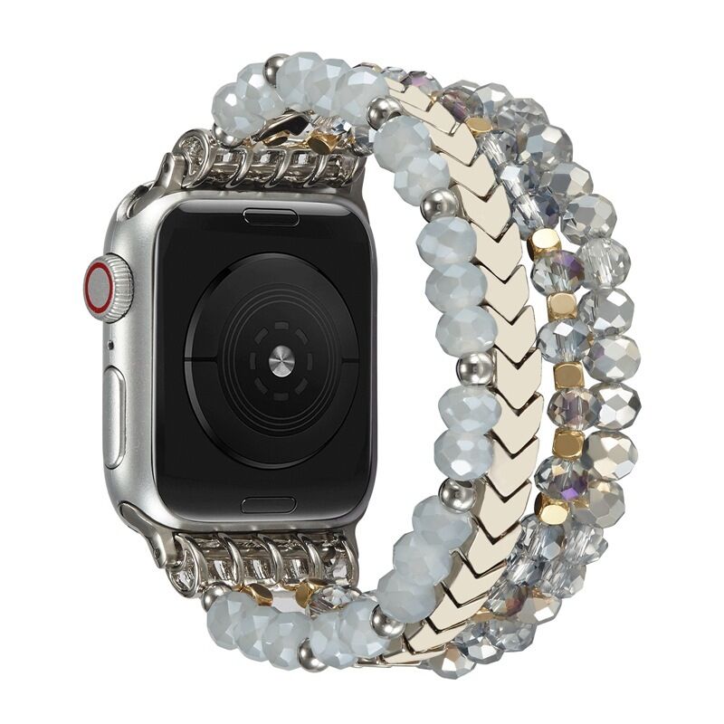 Bead Custom Fashion Designer Jewelry Bands, Girls Glass Crystal Bracelet for Apple Watch Band Strap 41mm 44mm