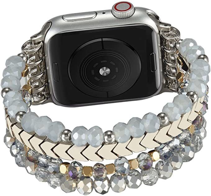 Bead Custom Fashion Designer Jewelry Bands, Girls Glass Crystal Bracelet for Apple Watch Band Strap 41mm 44mm