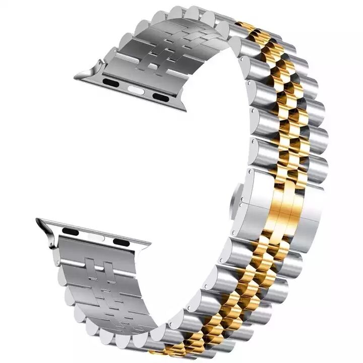 Metal Watch Strap 5 Beads 304 Stainless Steel WatchBand for Apple Watch Band Series 8 7 and 20mm 22mm for Samsung