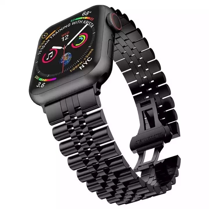 Metal Watch Strap 5 Beads 304 Stainless Steel WatchBand for Apple Watch Band Series 8 7 and 20mm 22mm for Samsung