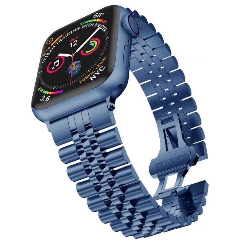 Metal Watch Strap 5 Beads 304 Stainless Steel WatchBand for Apple Watch Band Series 8 7 and 20mm 22mm for Samsung