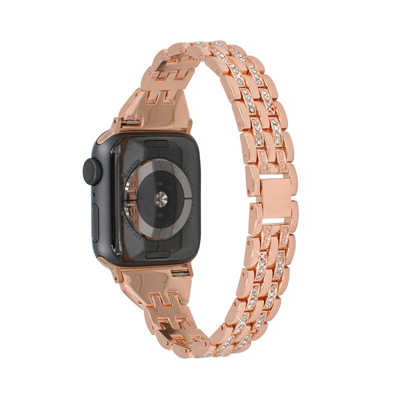 Wrist Watch Straps Women Luxury 5 Beaded Diamonds Slim Metal Watch Band Wrist Strap Fitness for IWatch 38 40 42 44mm