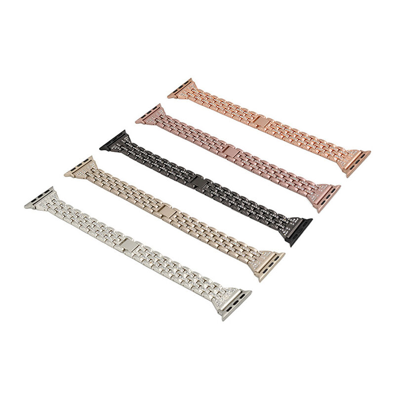 Wrist Watch Straps Women Luxury 5 Beaded Diamonds Slim Metal Watch Band Wrist Strap Fitness for IWatch 38 40 42 44mm