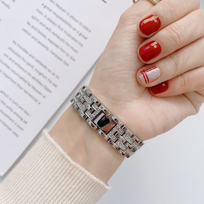 Wrist Watch Straps Women Luxury 5 Beaded Diamonds Slim Metal Watch Band Wrist Strap Fitness for IWatch 38 40 42 44mm