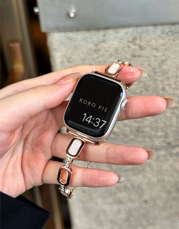 Fashion Stainless Steel Chain Bracelet Shiny Stone Watch Strap for Apple Watch Charming Diamond Watch Band 38/40/41 42/44/ 45/49