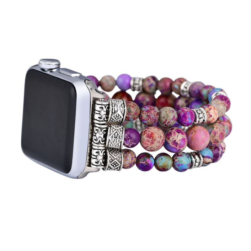 Wholesales Gemstone Jewelry Watch Strap 38mm 45mm Multilayer Beaded Stretchy Bracelet Watch Band for Apple Smart Iwatch