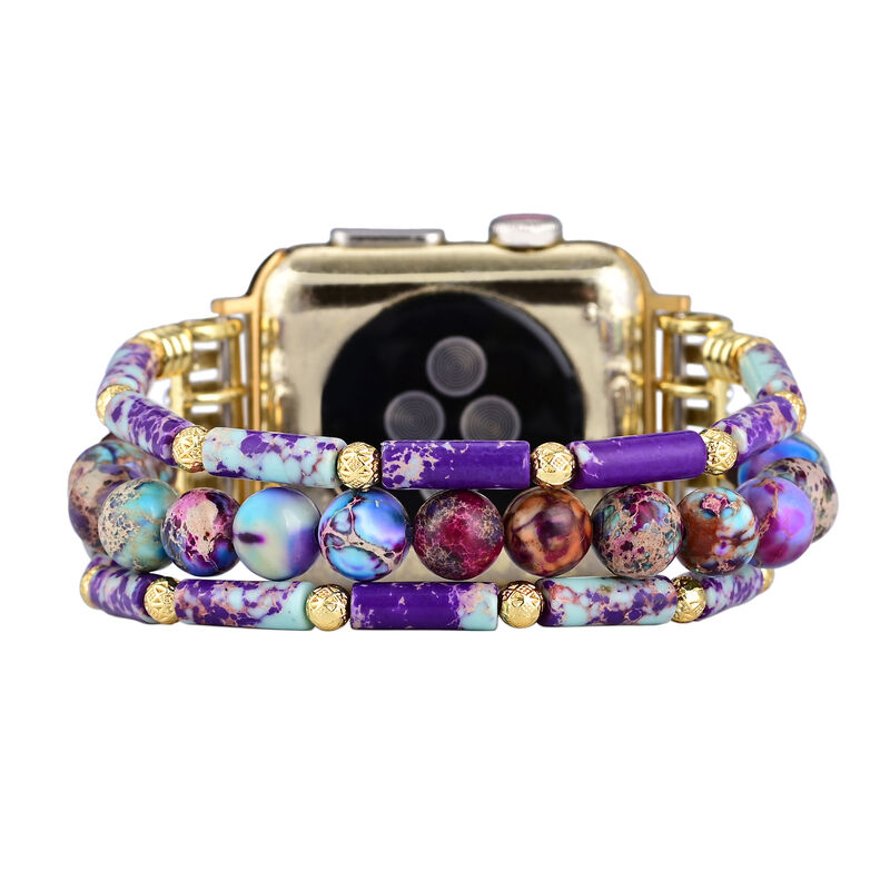 Wholesales Gemstone Jewelry Watch Strap 38mm 45mm Multilayer Beaded Stretchy Bracelet Watch Band for Apple Smart Iwatch