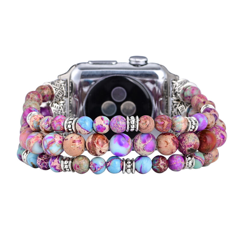 Wholesales Gemstone Jewelry Watch Strap 38mm 45mm Multilayer Beaded Stretchy Bracelet Watch Band for Apple Smart Iwatch