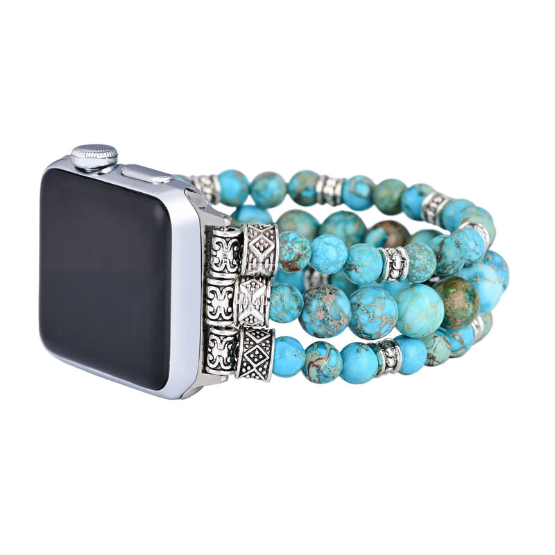 Wholesales Gemstone Jewelry Watch Strap 38mm 45mm Multilayer Beaded Stretchy Bracelet Watch Band for Apple Smart Iwatch