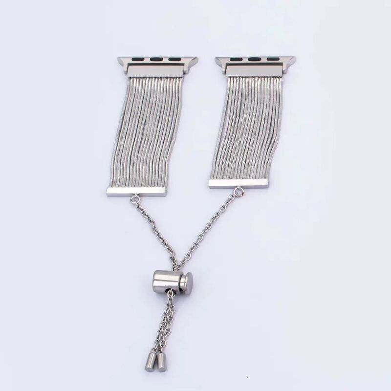 Gold Tassel Design Retractable Women's Bracelet Stainless Steel for Apple Watch Band for Iwatch 8 Ultra 49mm Series 6 Watch Band