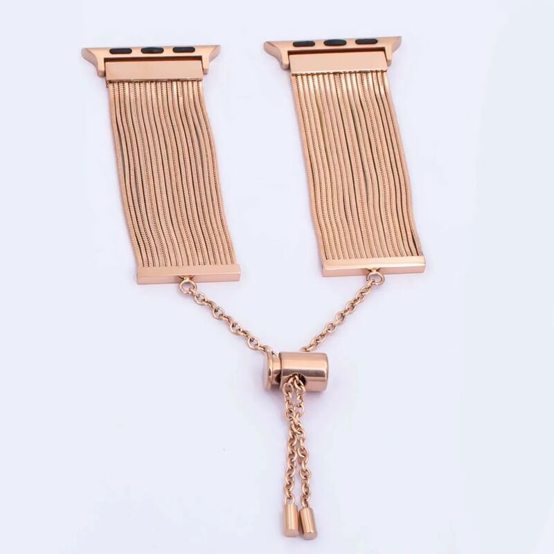 Gold Tassel Design Retractable Women's Bracelet Stainless Steel for Apple Watch Band for Iwatch 8 Ultra 49mm Series 6 Watch Band
