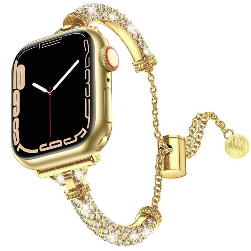 2023 49mm 44mm 40mm 41mm 45mm Fashion Metal Chain Correa Watchband Women Diamond Strap for Apple Watch Ultra Band 8 7 6 SE