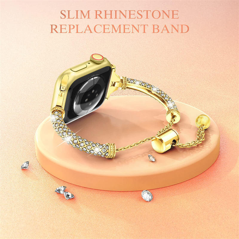 2023 49mm 44mm 40mm 41mm 45mm Fashion Metal Chain Correa Watchband Women Diamond Strap for Apple Watch Ultra Band 8 7 6 SE