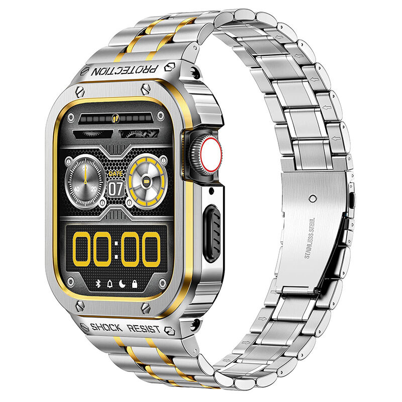 Stainless Steel Straps for Apple Watch Band Charms 45 44 Watch case Cover Accessories for Apple Watch Series 7