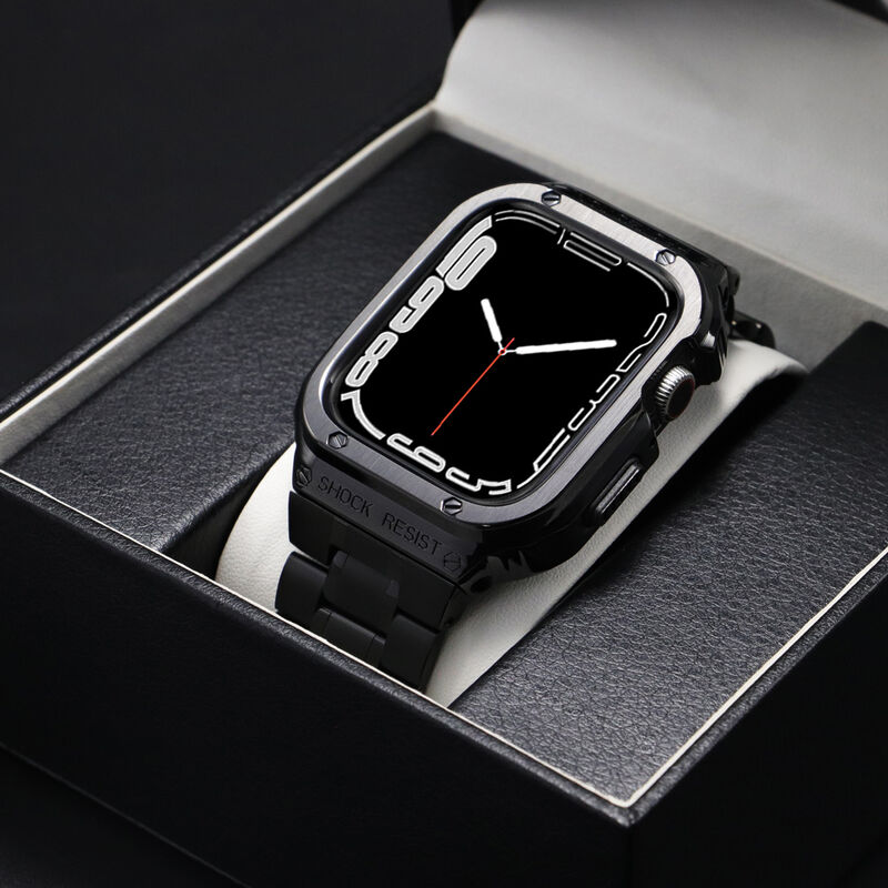 Stainless Steel Straps for Apple Watch Band Charms 45 44 Watch case Cover Accessories for Apple Watch Series 7