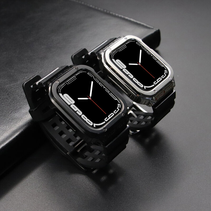 Stainless Steel Straps for Apple Watch Band Charms 45 44 Watch case Cover Accessories for Apple Watch Series 7