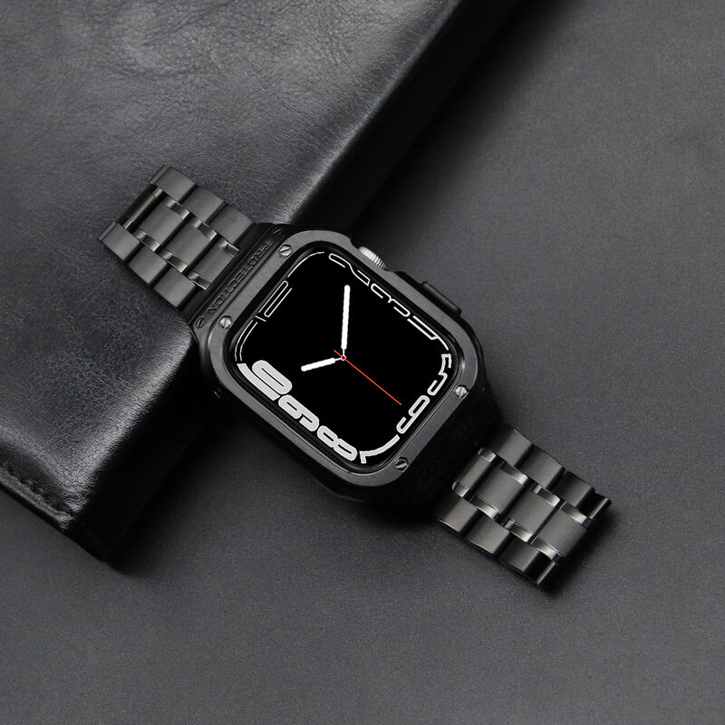 Stainless Steel Straps for Apple Watch Band Charms 45 44 Watch case Cover Accessories for Apple Watch Series 7