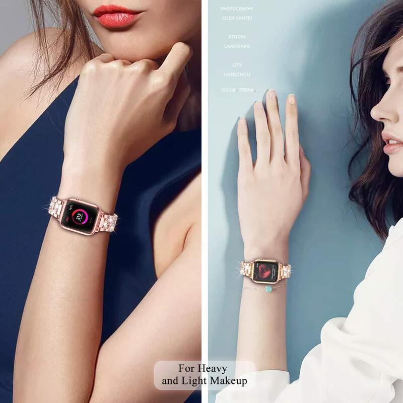 Fashion Luxury Diamond Wristband Metal Stainless Steel Rhinestone Smart Watch Band Straps for Apple IWatch 5 6 7 Se