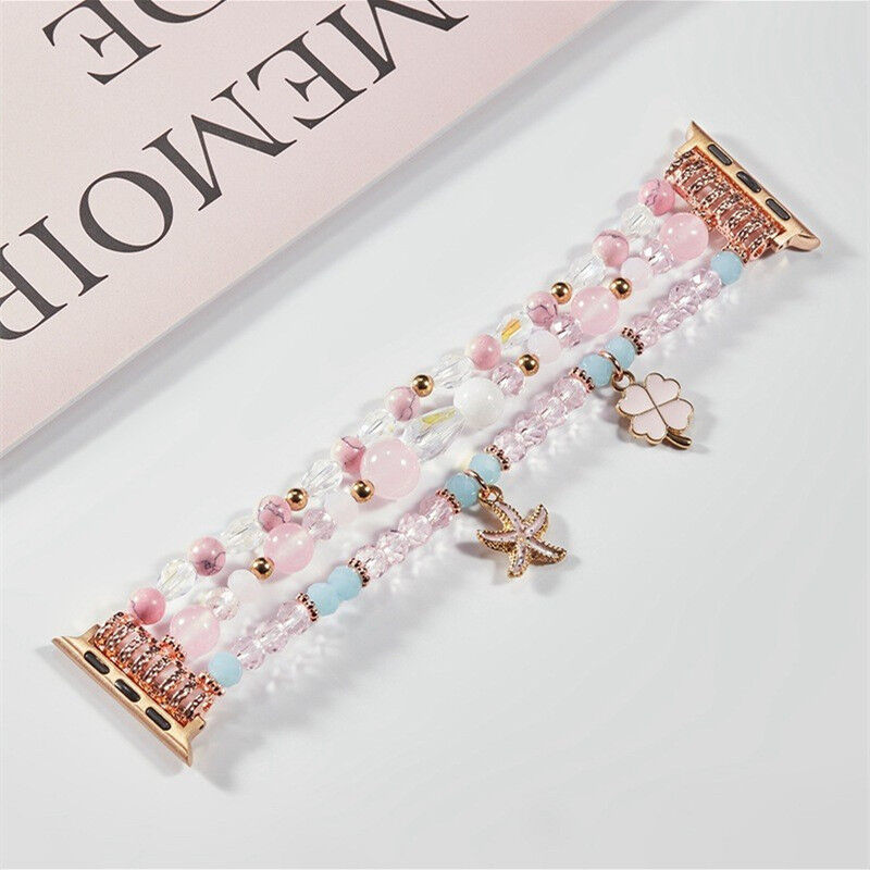 Wholesale 2022 Suitable for apple Iwatch765421/SE Pearl Strap Jewelry Luxury Beaded apple Watch Gemstone Band