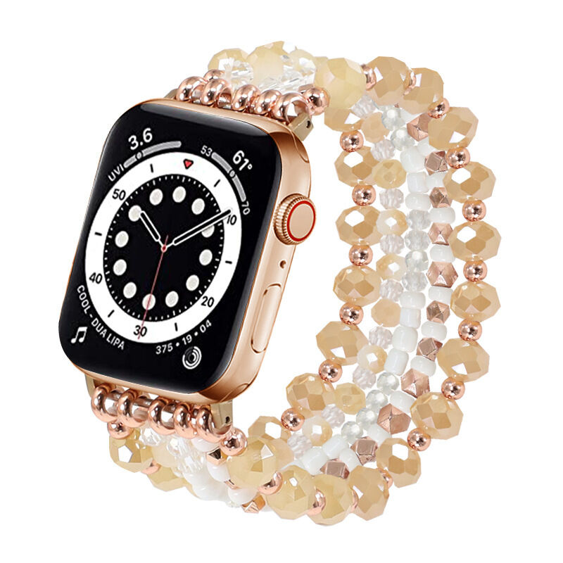 49mm Luxury Handmade Metal Bead Bracelet Wrist Strap Stainless Steel Beaded Watch Band for Apple IWatch Watchband 45mm Woman