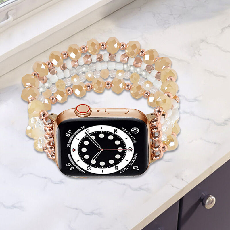 49mm Luxury Handmade Metal Bead Bracelet Wrist Strap Stainless Steel Beaded Watch Band for Apple IWatch Watchband 45mm Woman