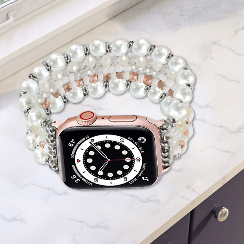 49mm Luxury Handmade Metal Bead Bracelet Wrist Strap Stainless Steel Beaded Watch Band for Apple IWatch Watchband 45mm Woman