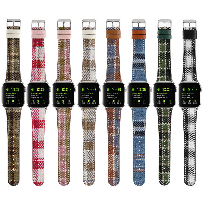 Fashionable Leather Retro Plaid Ladies Style Smart Watch Band for Apple Watch Ultra 2 Strap