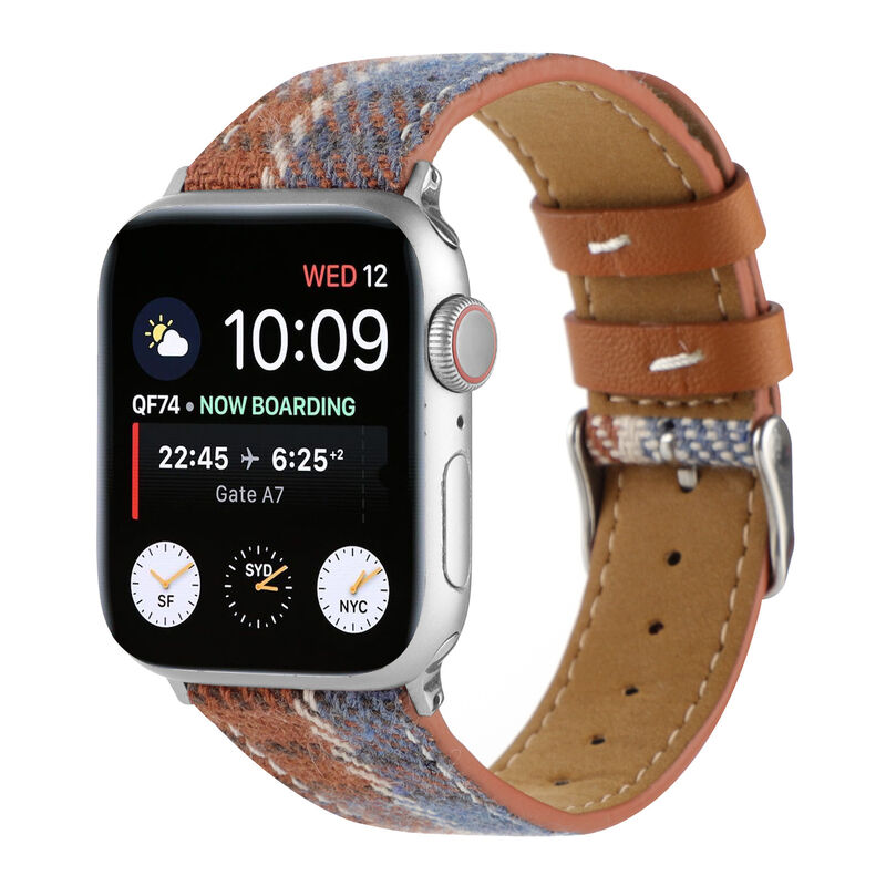 Fashionable Leather Retro Plaid Ladies Style Smart Watch Band for Apple Watch Ultra 2 Strap