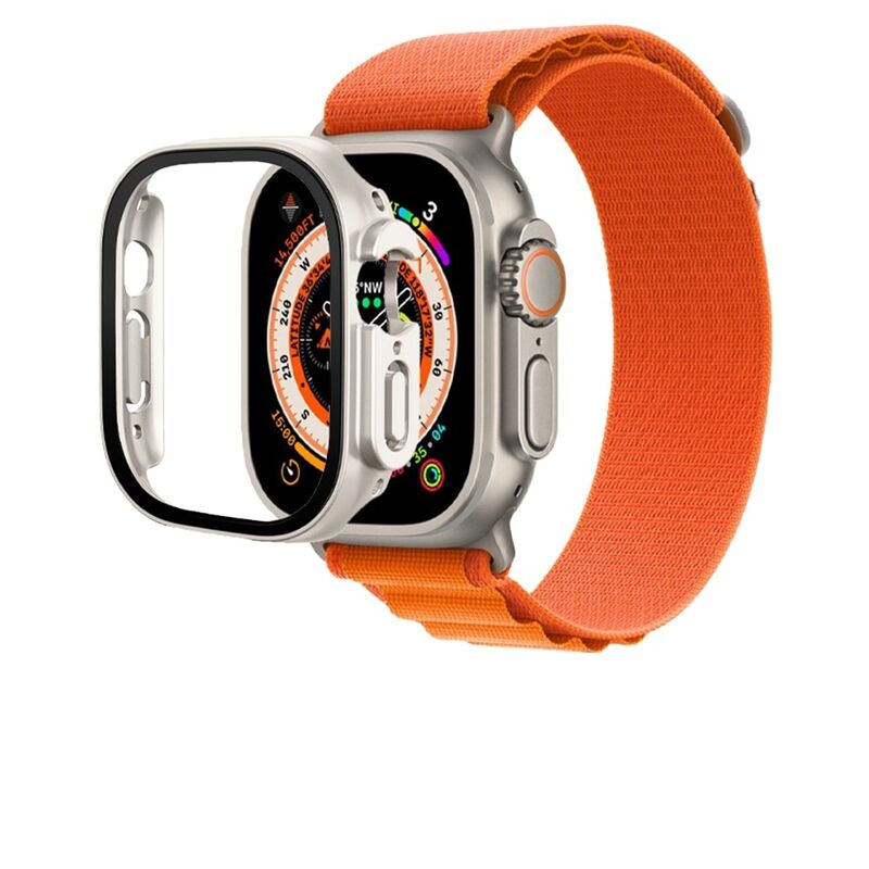 PC+Tempered Glass Protective Case and Screen Protector Case for Apple Watch Ultra 49mm