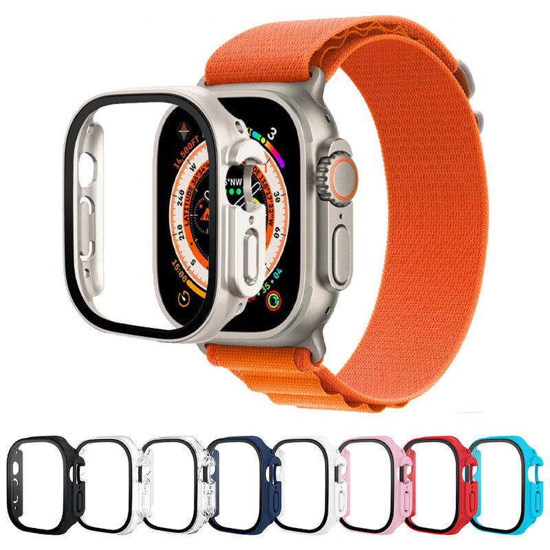 PC+Tempered Glass Protective Case and Screen Protector Case for Apple Watch Ultra 49mm