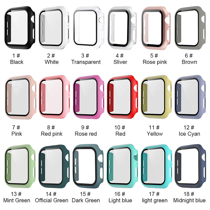 Watch Accessories Tempered Film Hard Case for Apple Watch Series 7 41mm 45mm 40mm 44mm Bumper Protective Case 38mm 42mm
