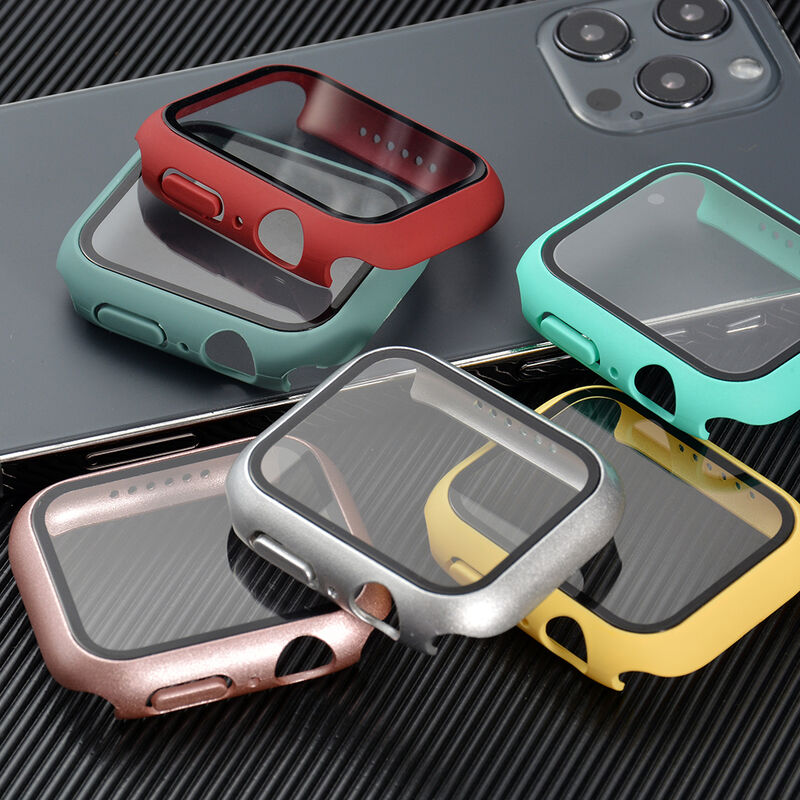 Watch Accessories Tempered Film Hard Case for Apple Watch Series 7 41mm 45mm 40mm 44mm Bumper Protective Case 38mm 42mm