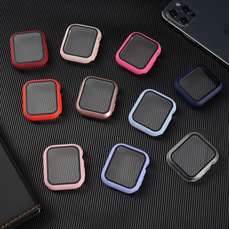 Watch Accessories Tempered Film Hard Case for Apple Watch Series 7 41mm 45mm 40mm 44mm Bumper Protective Case 38mm 42mm